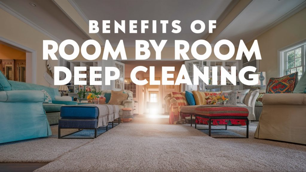 Benefits of Room by Room Deep Cleaning - A big room with sofa setting, blurry background