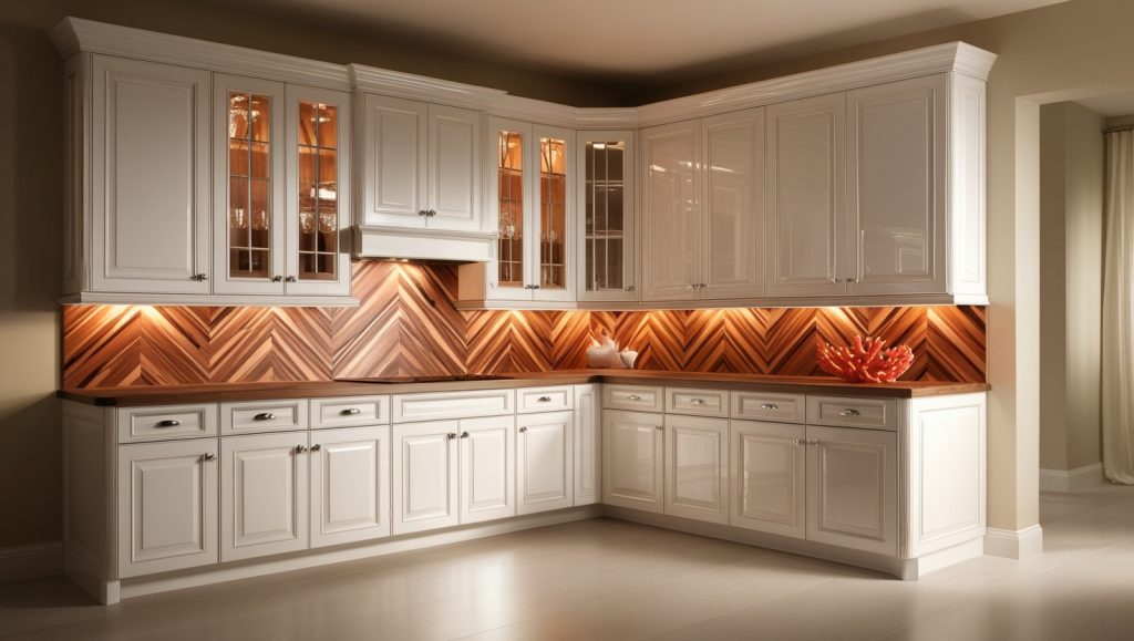15 Stunning Backsplash Ideas for White Cabinets and Granite Countertops 4 Herringbone-Pattern