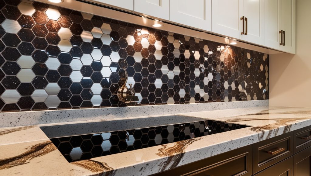 15 Stunning Backsplash Ideas for White Cabinets and Granite Countertops 6 Hexagon Tile