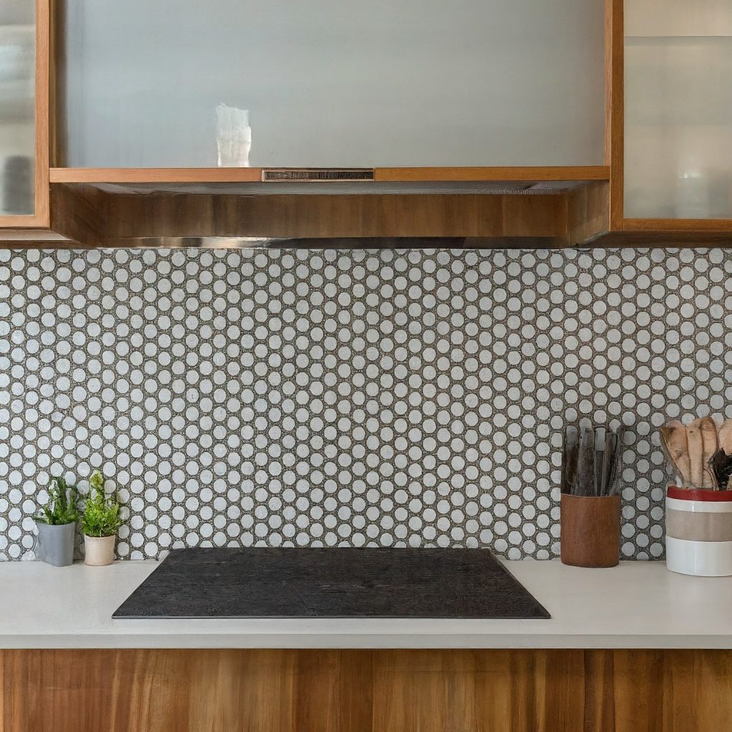 15 Stunning Backsplash Ideas for White Cabinets and Granite Countertops 14 Penny Tile