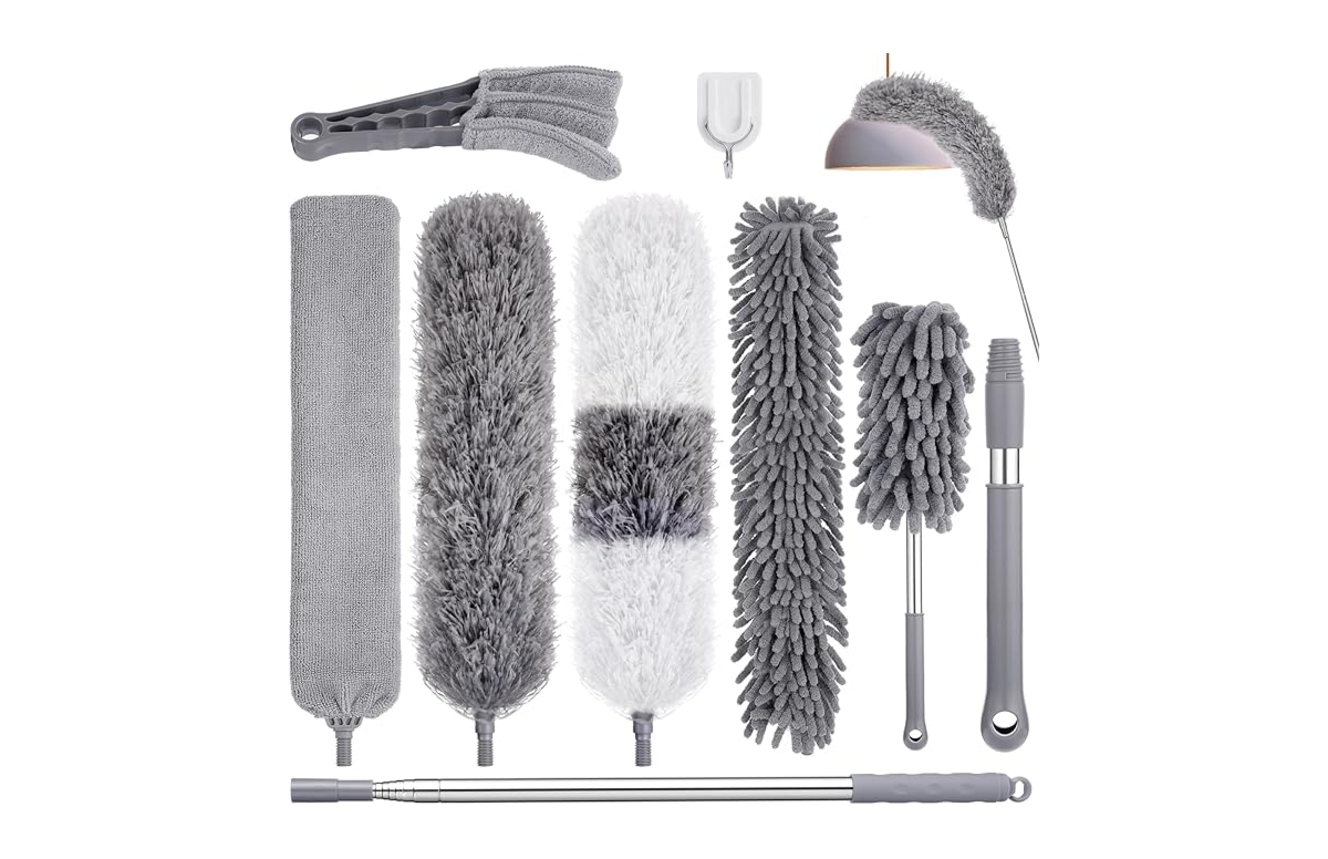 9Pcs Feather Duster with Extension Pole Up to 100'