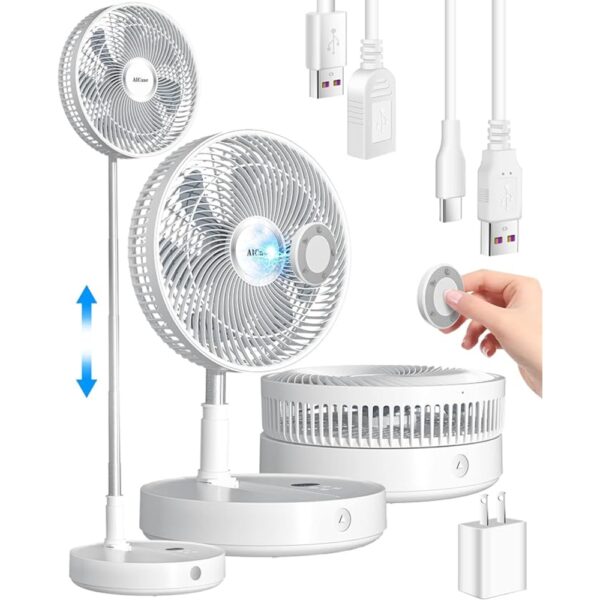 AICase Stand Fan,12 inch Folding Portable Telescopic Floor-Desk Fan