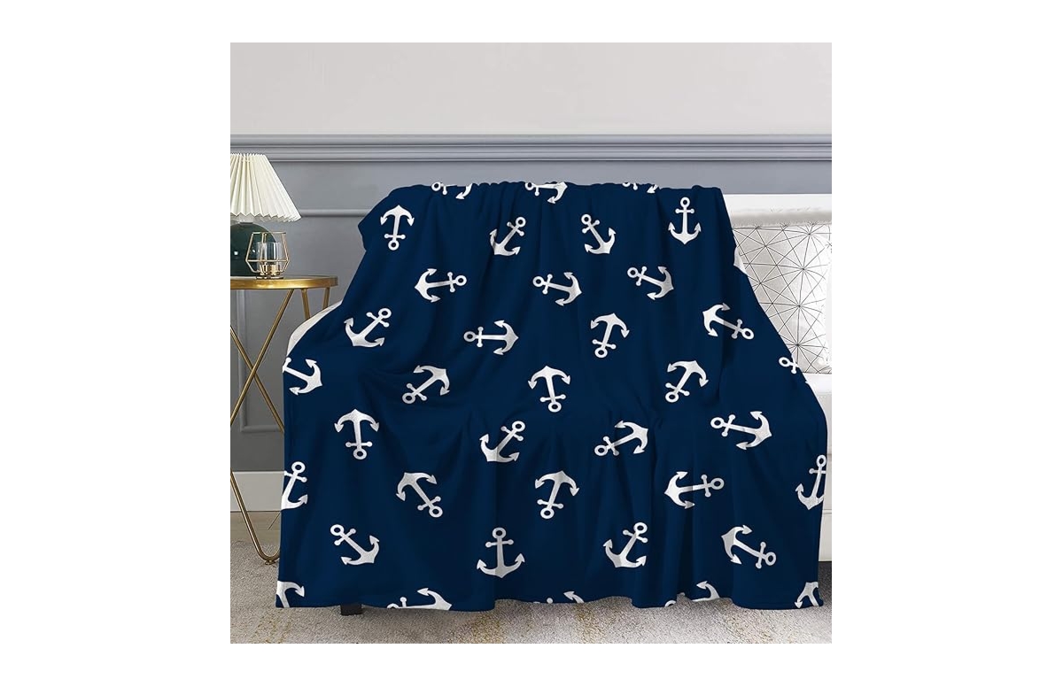 Nautical Anchor Throw Blanket - Ocean Sea