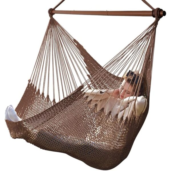 Upgraded Caribbean Hammock Chair with Detachable Metal Bar