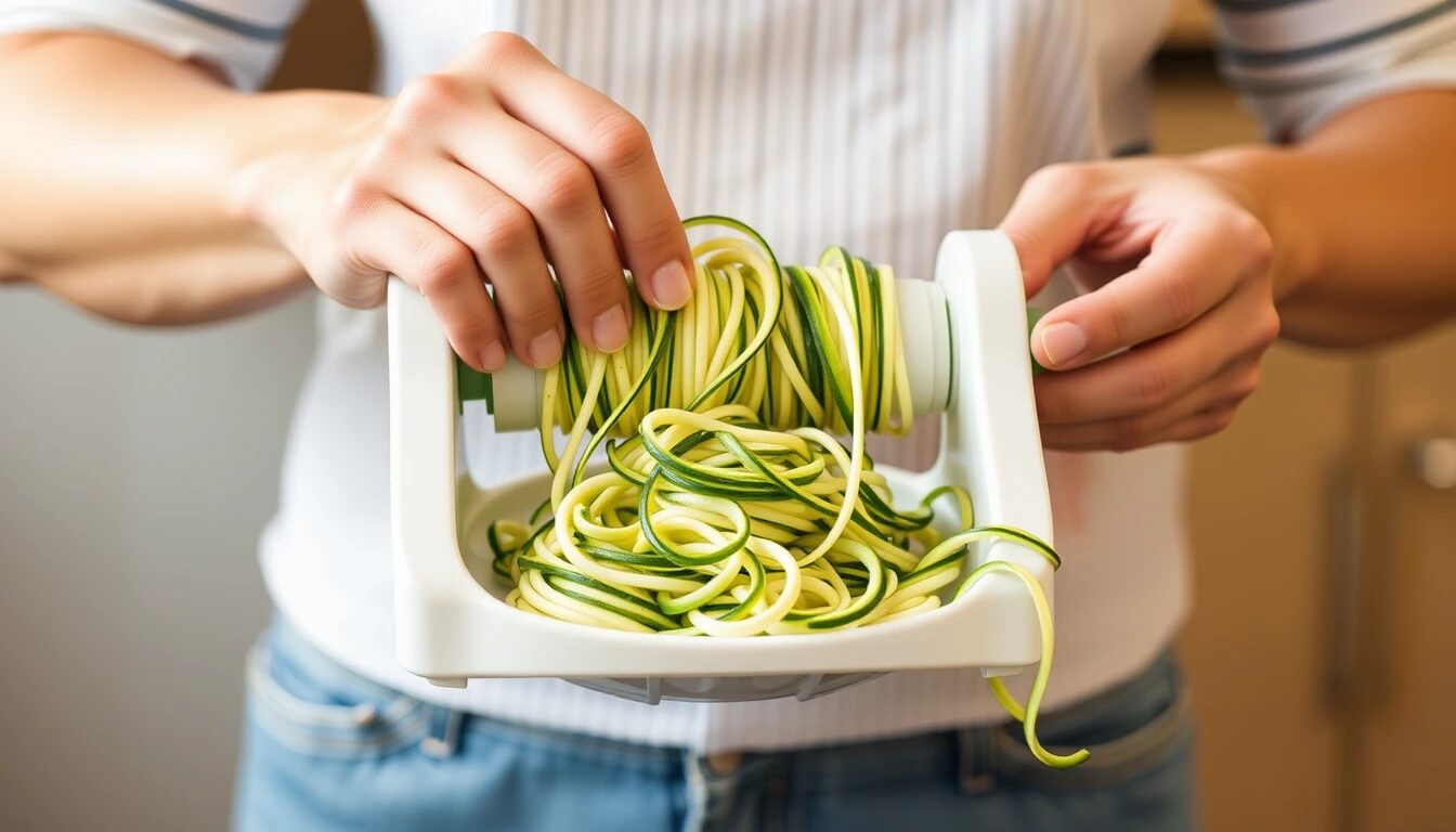 Top 6 Best Kitchen Gadgets for Vegetarians in 2025 4 A person holding a bowl of zucchini noodles