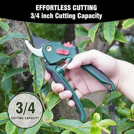 A hand holding a pruner  Description automatically generated
