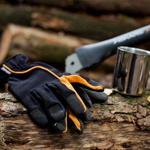 A pair of gloves on a log  Description automatically generated