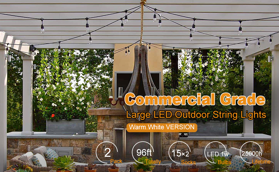Lakumu Outdoor String Lights 96FT