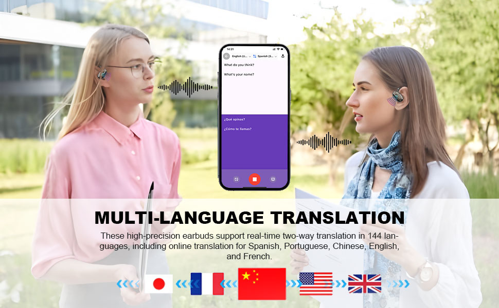 AI Language Translation Earbuds, Real Time Translation 4 translation earbuds real time