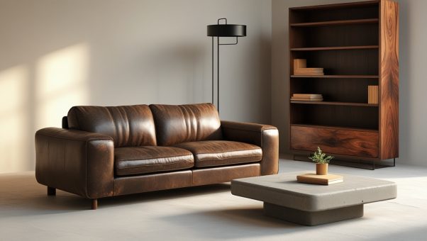 Manly Living Room Decor for a Sleek Modern Look 3 Material Matters: Leather, Wood, Metal & Stone
