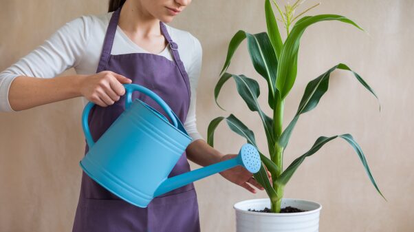 Corn Plant Indoor Decor Ideas That Pop 3 Watering corn plant with a watering can