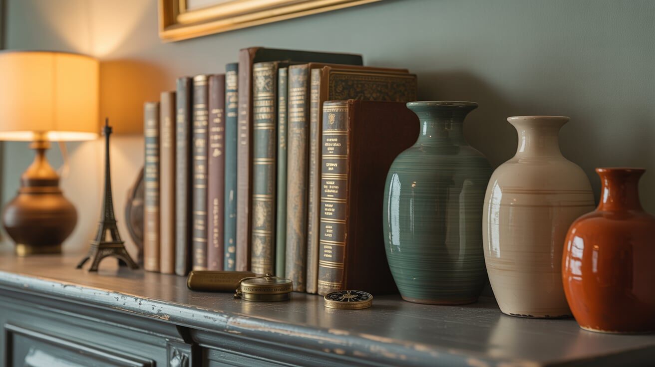 10 Creative Ideas for Decorating Shelves in Living Room 3 Mix Books and Artifacts for Visual Interest - Creative Ideas for Decorating Shelves in Living Room