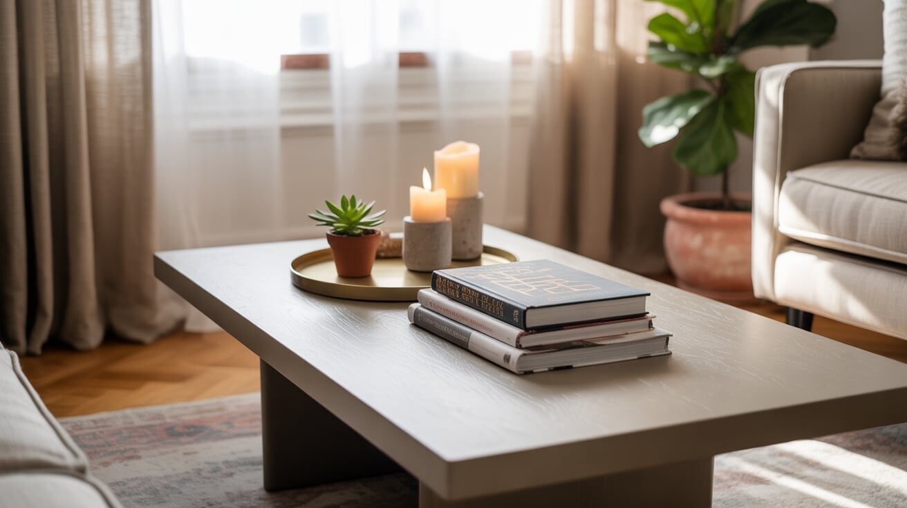 10 Decorative Items for Living Room That Add Instant Style 6 4. Coffee Table Decor: The Centerpiece Statement